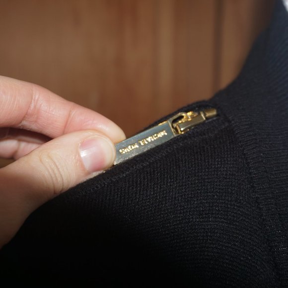 💚 MICHAEL KORS Black Open Cardigan w/Gold Zipper Detail (L) - Picture 9 of 15
